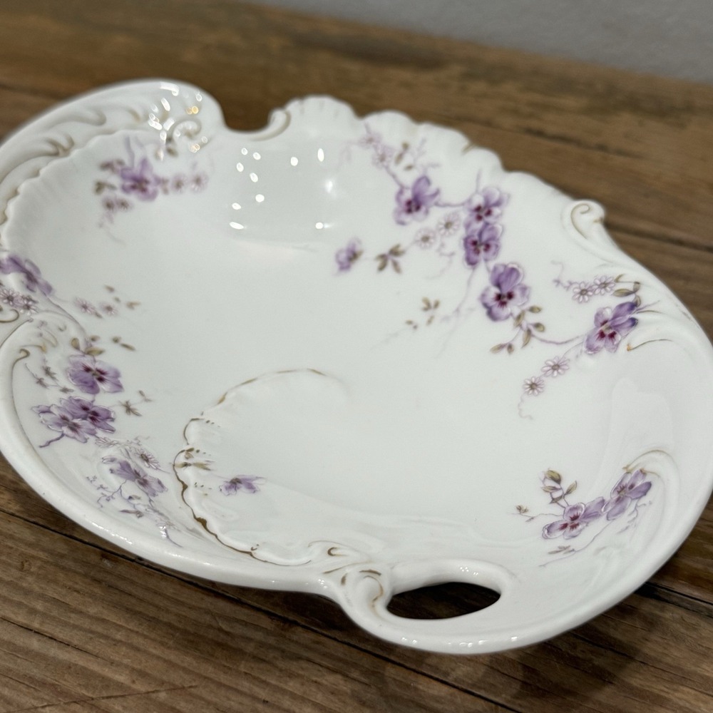 Antique Rosenthal RC Germany Porcelain Violet Dish Asymmetrical Tray 1891